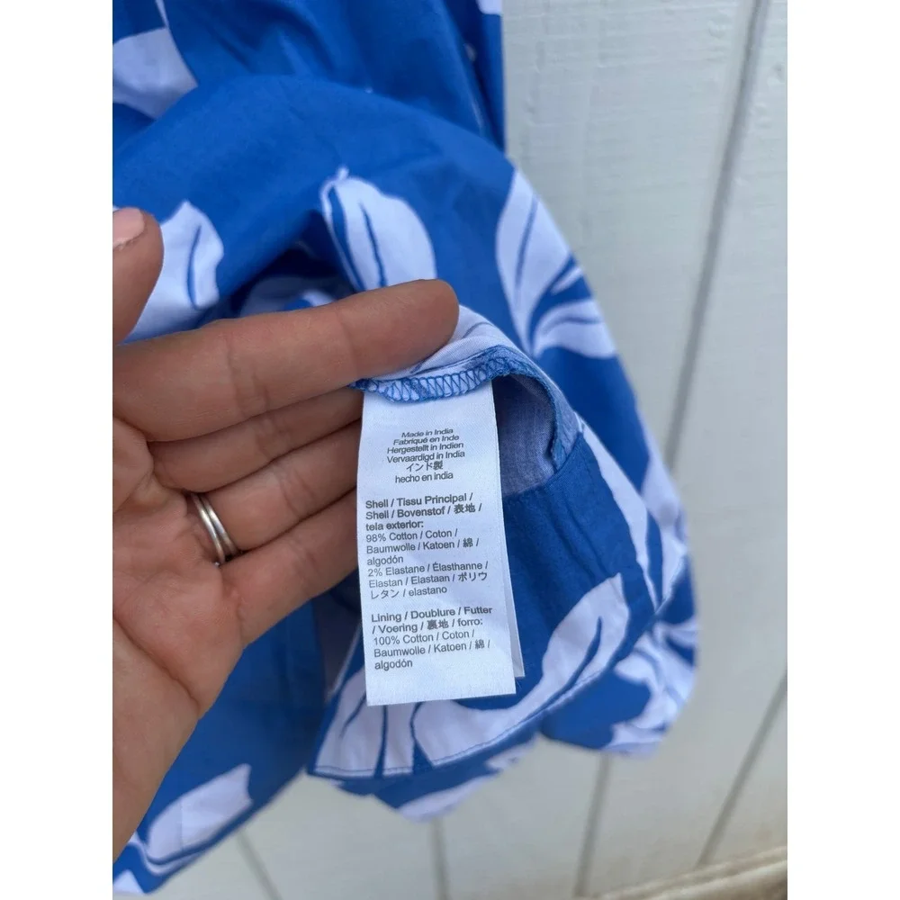 NWT J Crew One Shoulder‎ Dress, Blue Floral, Tie Waist, Sz 8 - Picture 3 of 5